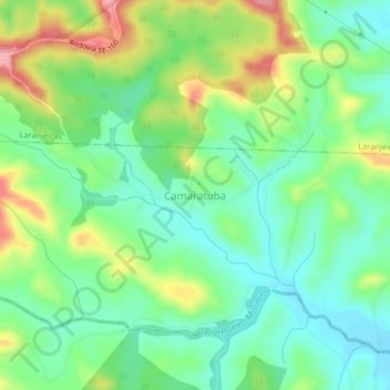 Mapa topográfico Camaratuba, altitude, relevo