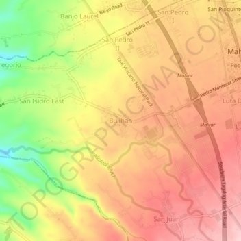 Mapa topográfico Bulihan, altitude, relevo