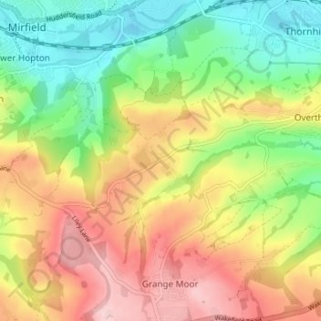 Mapa topográfico Whitley Lower, altitude, relevo