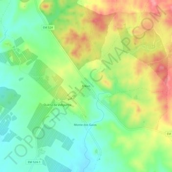 Mapa topográfico Freixo, altitude, relevo