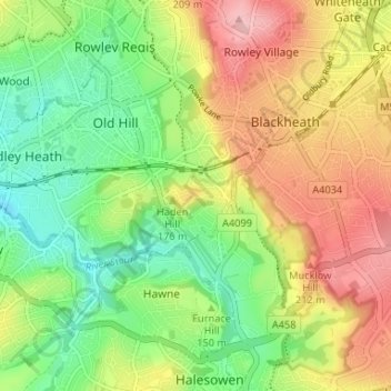 Mapa topográfico High Haden, altitude, relevo