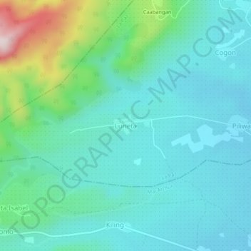 Mapa topográfico Luneta, altitude, relevo