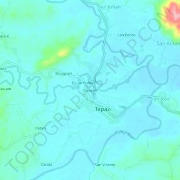 Mapa topográfico Tacayan, altitude, relevo