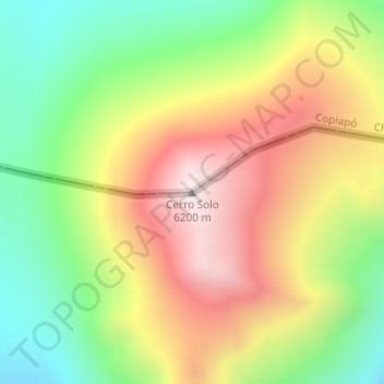 Mapa topográfico Cerro Solo, altitude, relevo