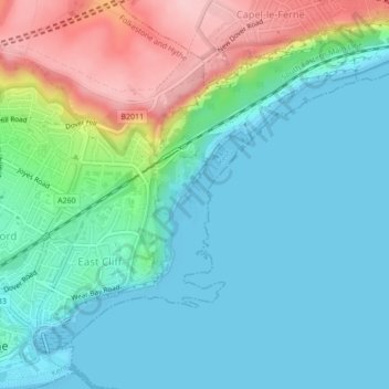 Mapa topográfico The Warren, altitude, relevo