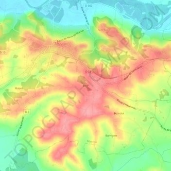 Mapa topográfico Bibe, altitude, relevo