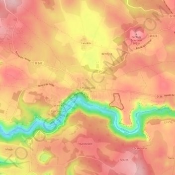 Mapa topográfico L'Hospitalet, altitude, relevo