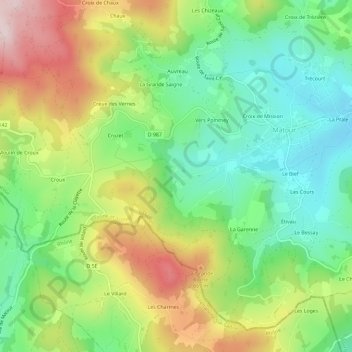Mapa topográfico Le Potet, altitude, relevo