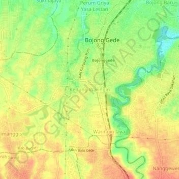 Mapa topográfico Kedung Waringin, altitude, relevo