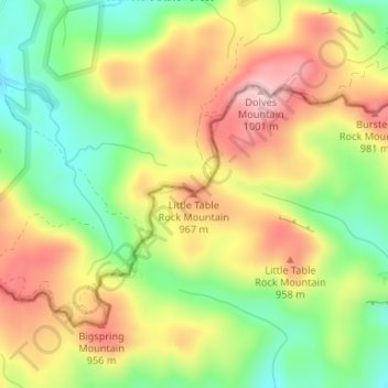 Mapa topográfico Little Table Rock Mountain, altitude, relevo