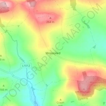 Mapa topográfico Monaseed, altitude, relevo