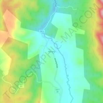 Mapa topográfico Bonang, altitude, relevo