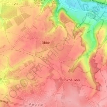Mapa topográfico IJzeren, altitude, relevo