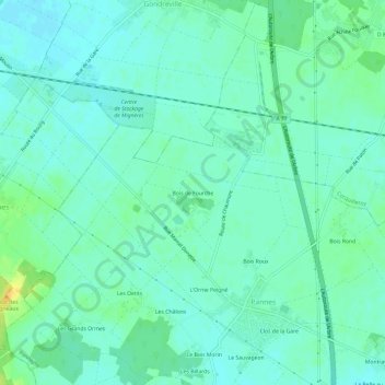 Mapa topográfico Bois de Fourche, altitude, relevo