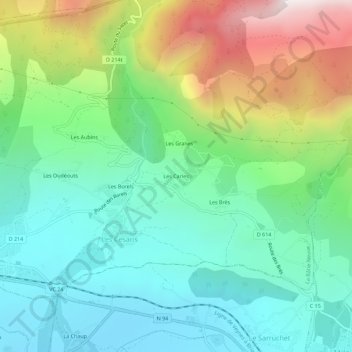 Mapa topográfico Les Carles, altitude, relevo