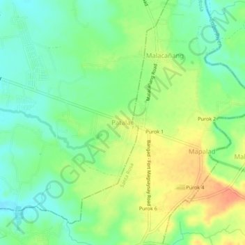 Mapa topográfico Patalac, altitude, relevo