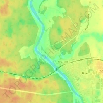 Mapa topográfico Турно, altitude, relevo