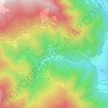 Mapa topográfico Lussie, altitude, relevo