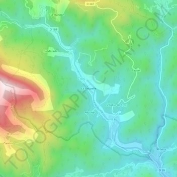 Mapa topográfico La Pieuzelle, altitude, relevo