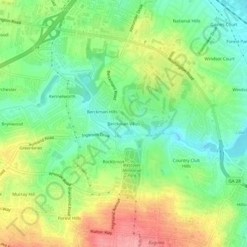 Mapa topográfico Berckman Villas, altitude, relevo