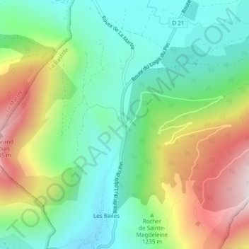 Mapa topográfico Col de Clavel, altitude, relevo