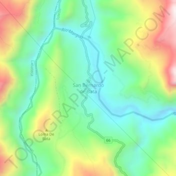 Mapa topográfico San Bernardo de Bata, altitude, relevo
