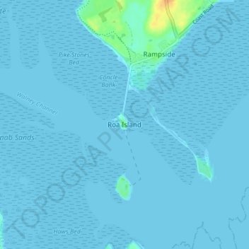 Mapa topográfico Roa Island, altitude, relevo