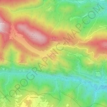 Mapa topográfico Gisclareny, altitude, relevo