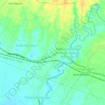 Mapa topográfico Kapalo Koto, altitude, relevo