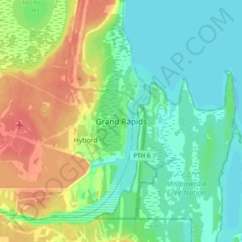Mapa topográfico Grand Rapids, altitude, relevo