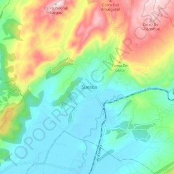 Mapa topográfico Suesca, altitude, relevo