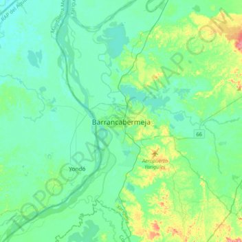 Mapa topográfico Barrancabermeja, altitude, relevo