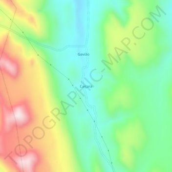 Mapa topográfico Caiçara, altitude, relevo