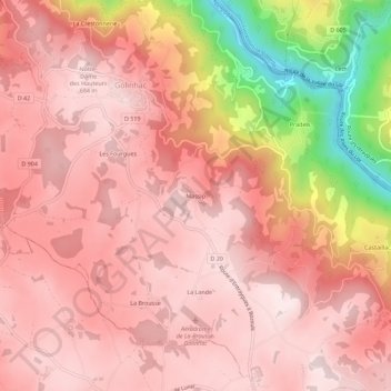 Mapa topográfico Massip, altitude, relevo