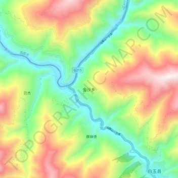 Mapa topográfico 金沙乡, altitude, relevo