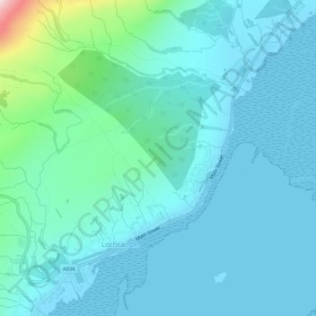 Mapa topográfico Cnoc na Staing, altitude, relevo