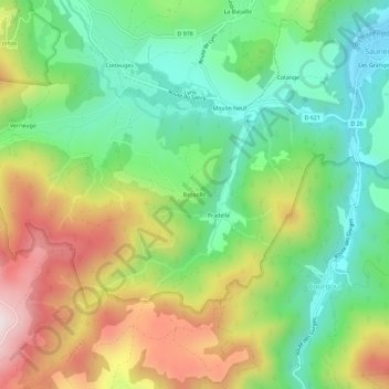 Mapa topográfico Bessolle, altitude, relevo