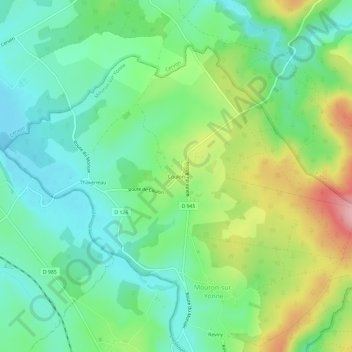 Mapa topográfico Coulon, altitude, relevo