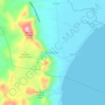 Mapa topográfico Palikpikan, altitude, relevo