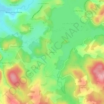 Mapa topográfico Chevigny, altitude, relevo