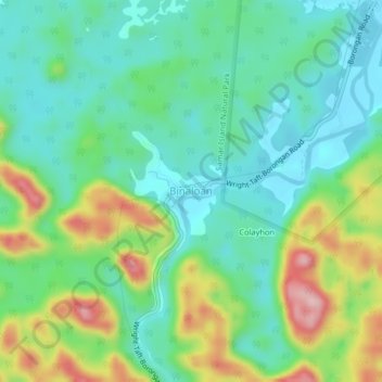 Mapa topográfico Binaloan, altitude, relevo