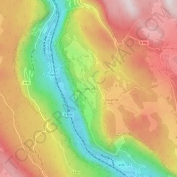 Mapa topográfico Grand Tare, altitude, relevo