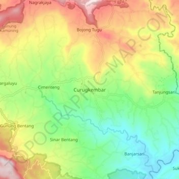 Mapa topográfico Curugkembar, altitude, relevo