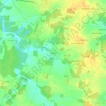 Mapa topográfico Taupinet, altitude, relevo