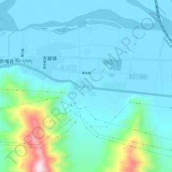 Mapa topográfico 岗琼, altitude, relevo