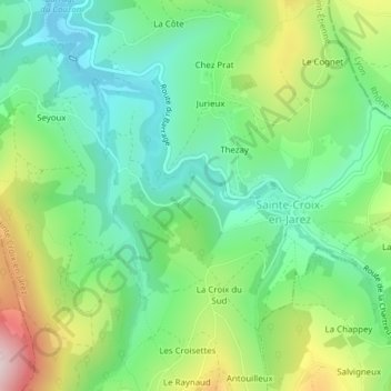 Mapa topográfico Sous la Lauze, altitude, relevo