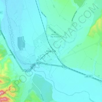 Mapa topográfico King City, altitude, relevo