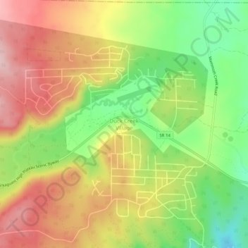 Mapa topográfico Duck Creek Village, altitude, relevo