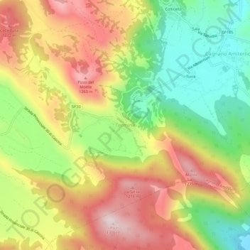 Mapa topográfico Termine, altitude, relevo