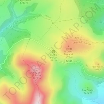 Mapa topográfico Col de La Croix Morand, altitude, relevo